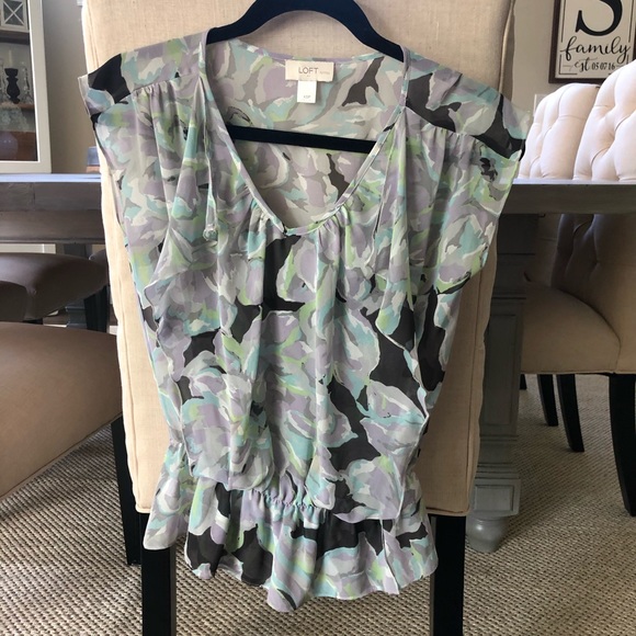 Loft Floral Flutter Blouse - Picture 1 of 4